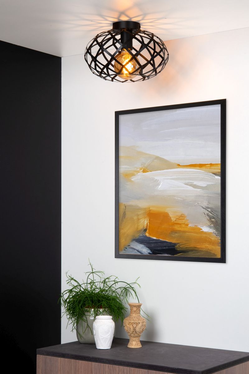 Lucide WOLFRAM - Zapustené stropné svietidlo - Ø 30 cm - 1xE27 - Čierna